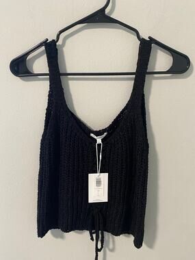 NWT Z Supply Tate Lace Up Sweater Tank Top Black Size Small